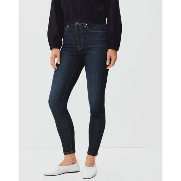 Everlane The Authentic Stretch High-Rise Skinny Jeans in Deep Indigo Size 35 TAL - Picture 1 of 10